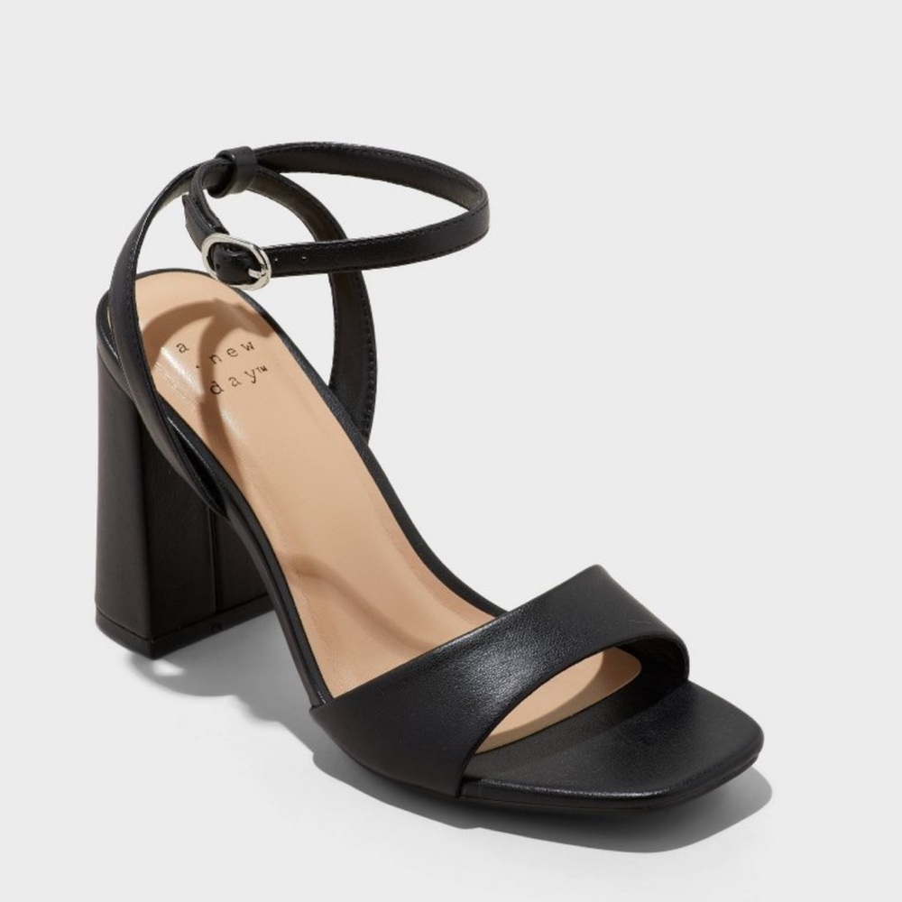 A New Day Black Women's Chunky Heel with Ankle Strap